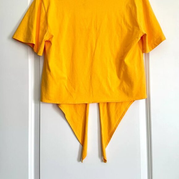 Women's NWT SANDRO Short Sleeve Tie Front Cropped Tee in Orange Size 2 - Picture 6 of 9